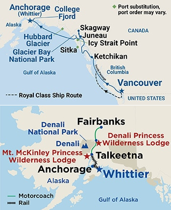 10-Day Denali Explorer - Tour BA3 Itinerary Map